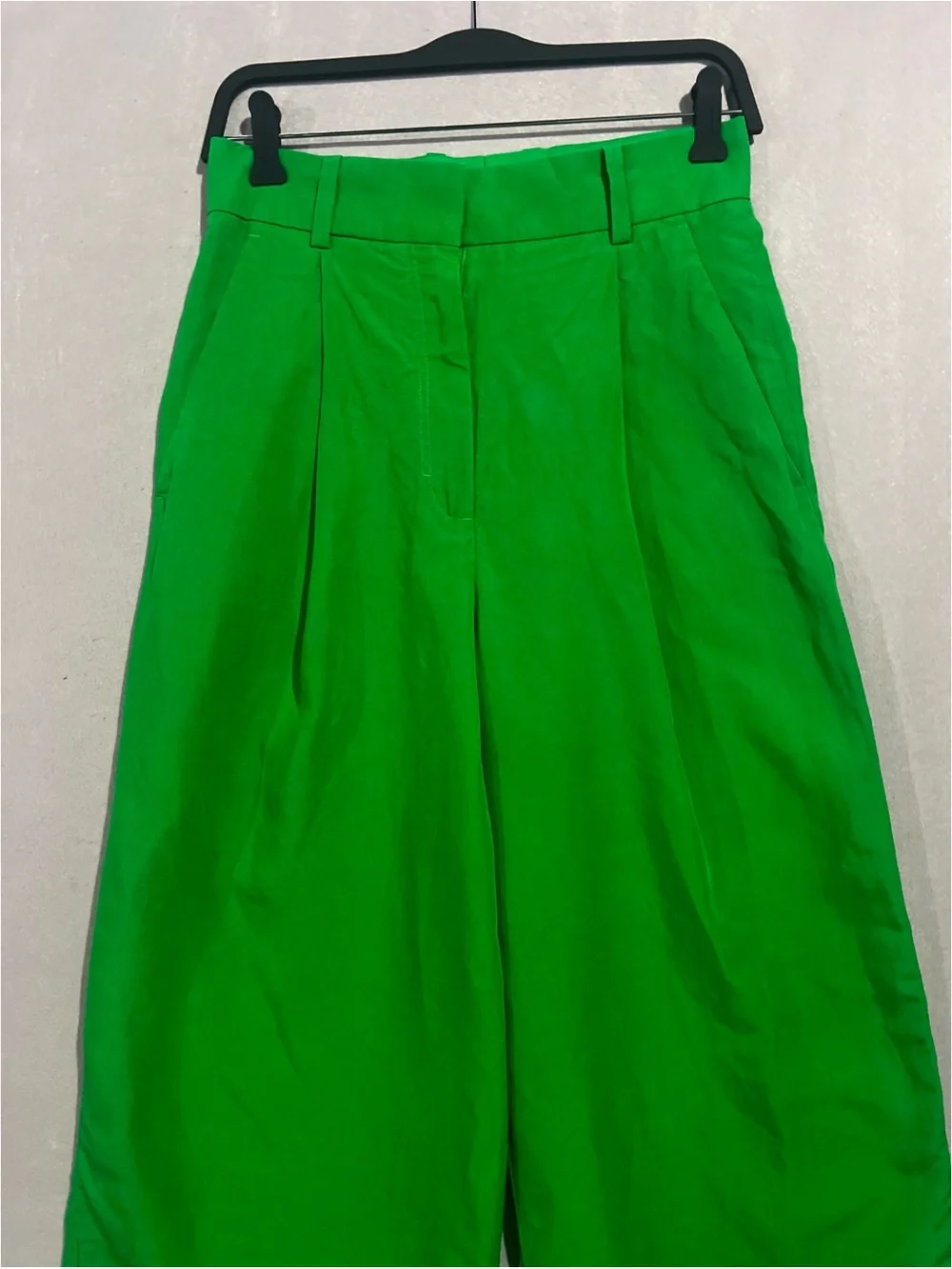 Cos Pants Women’s 4 Green Wide Leg High Waisted Linen Blend Trousers